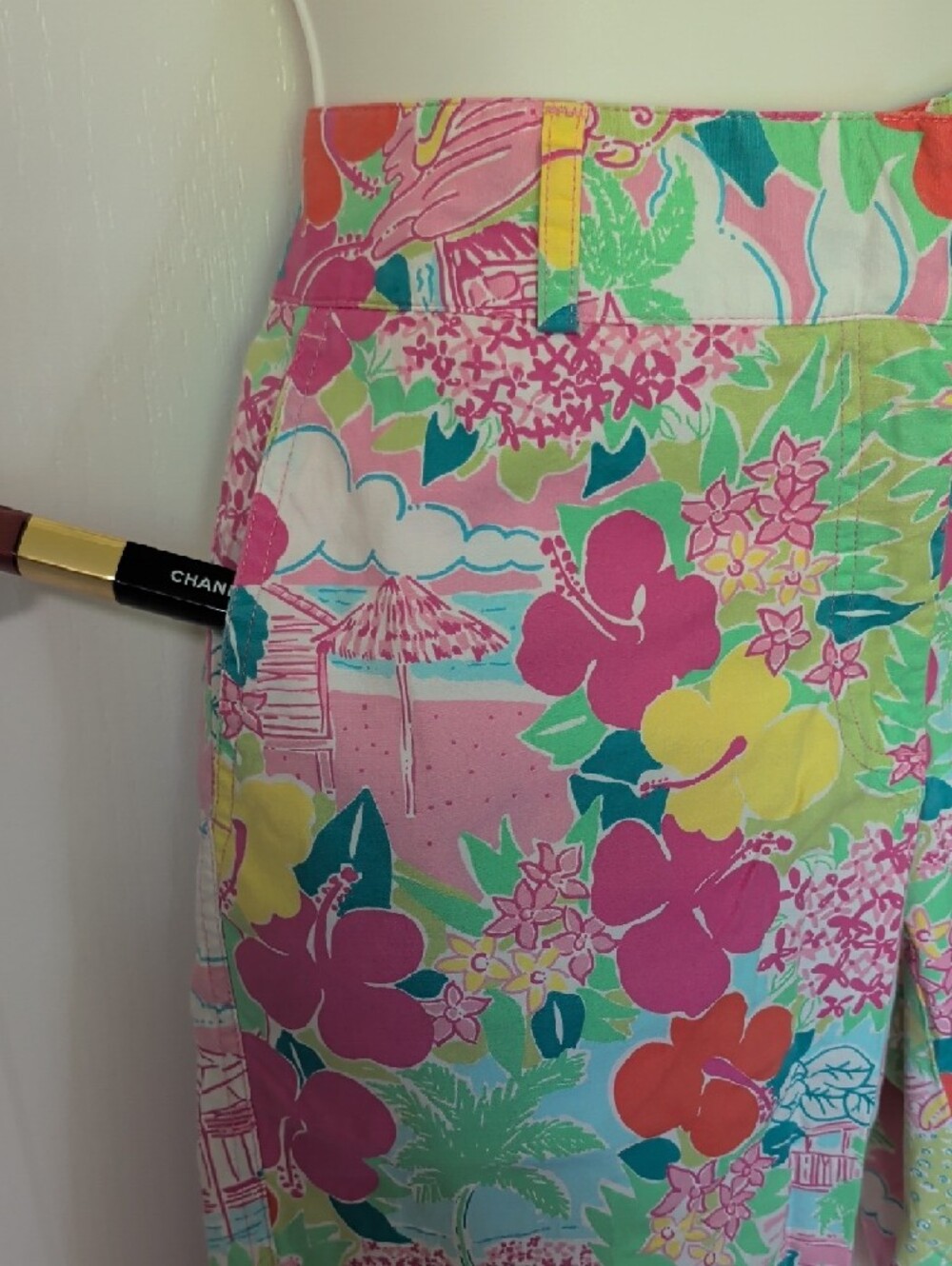 Lilly Pulitzer Bright Pink Green Yellow Floral Crop Pants - Picture 3 of 12